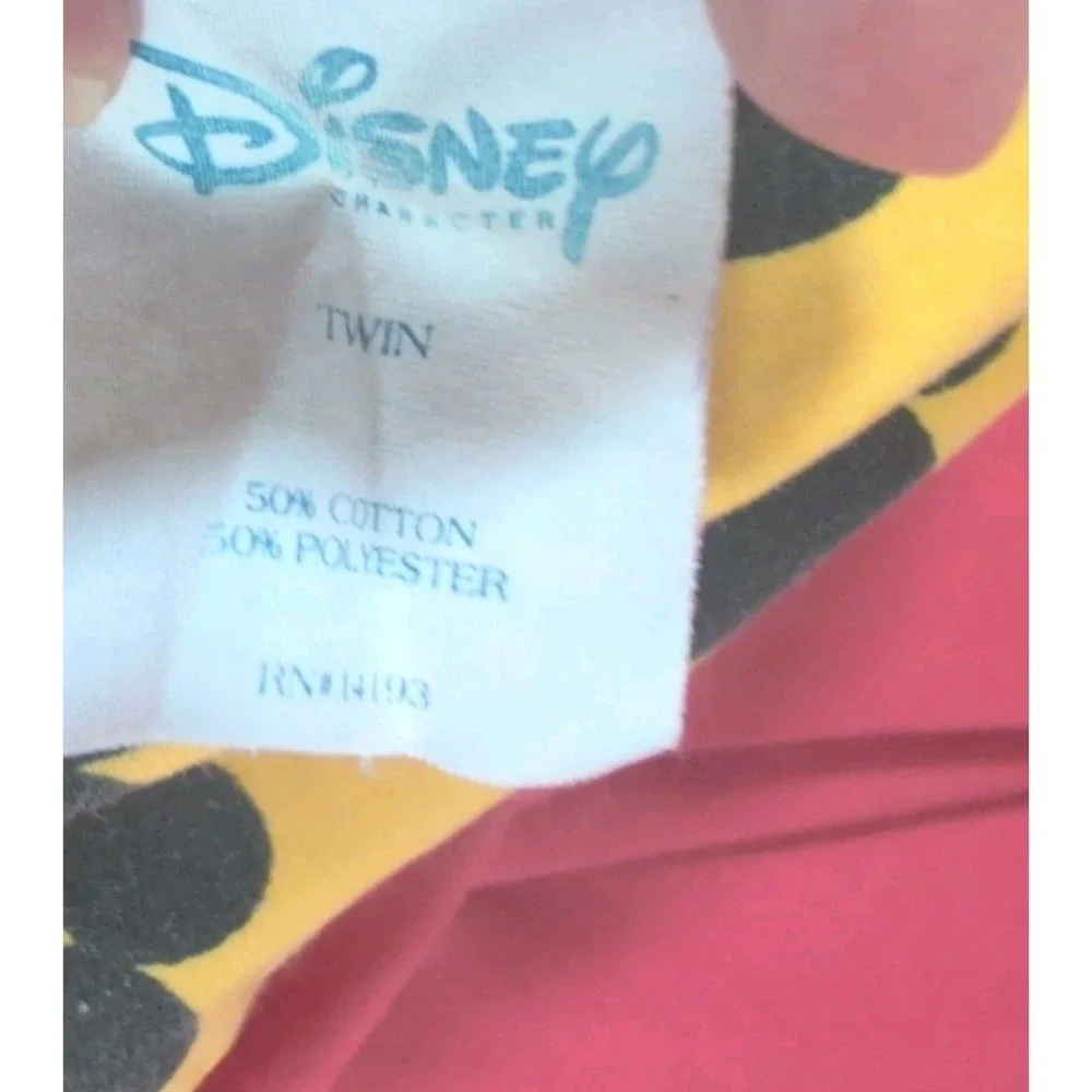 Vintage 90's 3 Piece Walt Disney Color Block Coral & Blue Mickey Twin Sheet Set